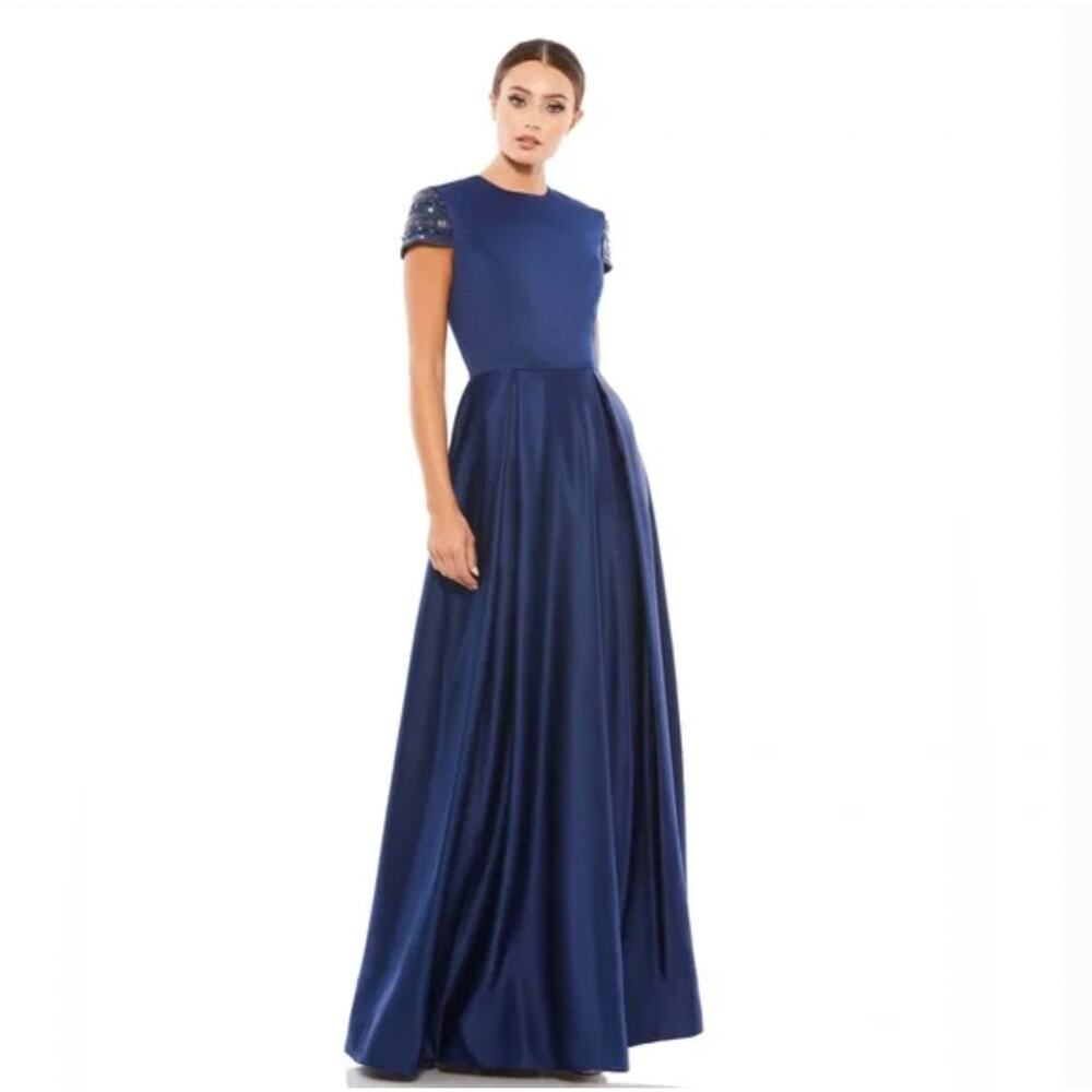 Mac Duggal Blue Maxi Dress